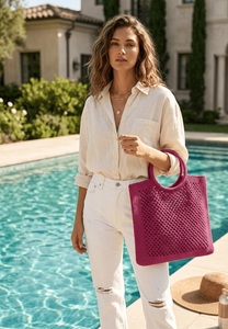Bolso de Mano de Verano para Mujer, Estilo Bohemio, Ligero, a Rayas, con Forro de Algodón y Tamaño Personalizado - Product Image 2