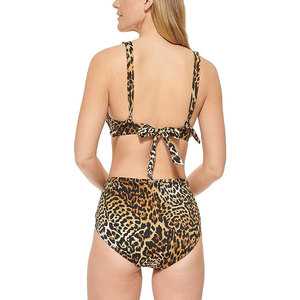 ชุดบิกินี่ผู้หญิงแบบทูพีซ คอ halter เอวสูง ผ้าสแปนเด็กซ์ โพลีเอสเตอร์ ยืดหยุ่น แห้งเร็ว มีเชือกผูก - Product Image 4