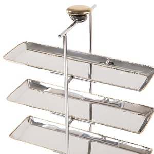 Support à gâteau en métal personnalisable, plateau de présentation de desserts de luxe doré pour réception de mariage, fête d'anniversaire et événements de restauration - Product Image 4