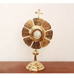 Monstranza de Latón de Colección, Monstranza Religiosa de Latón Vintage para la Adoración Eucarística y Decoración de Regalos Cristianos - Product Image 6