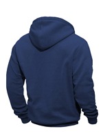Sweat-shirt à capuche bleu marine pour homme, coupe classique, décontracté, pour l'automne, en coton tricoté, manches longues avec poche