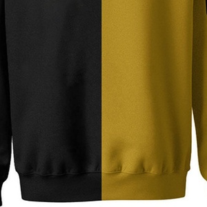 Sudadera de Hombre para Invierno, Bordada, con Bloques de Color, Cuello Redondo, Corte Regular, Felpa, 100% Algodón, Casual, Negro y Amarillo Mostaza - Product Image 3