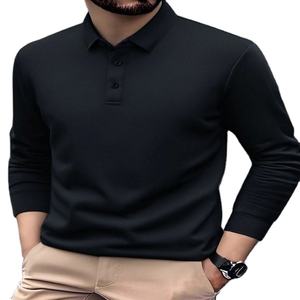 Polo décontracté à manches longues, impression de logo personnalisée, tissu tricoté, uniforme de travail, collection maison, uni, teinture unie, pas cher - Product Image 3