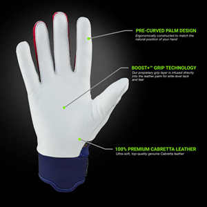 Top Premium Quality leather Customizable Baseball Batting <b>Gloves</b> premium leather Closure <b>type</b> hook and loop full finger - Product Image 3