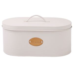 Farmhouse Style <b>White</b> Enamel Look Bread Box Decorative Ribbed Body Metal Food Keeper Heavy Duty Toast Pastry Storage <b>Bin</b> Case - Product Image 4