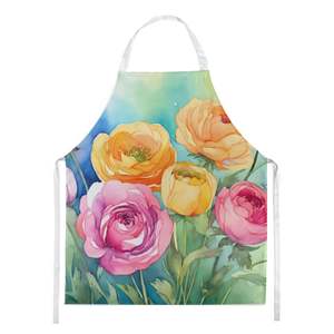 Delantal de Ranunculus de acuarela Unisex para adultos grande Multicolor para cocina, manualidades para hornear, jardinería para hombres y mujeres - Product Image 1
