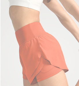 Athletic Sportswear High <b>Elastic</b> <b>Waist</b> 2 In 1 Shorts Best Quality Sports Running Training & Yoga Wear Double Layer Shorts Ladies - Product Image 3
