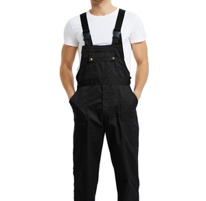 Combinaisons de travail en coton noir pour hommes, bretelles réglables, anti-poussière, uniformes - Product Image 1