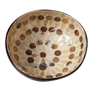 Coconut shell bowl with etched decorative texture eco conscious build polished finish for <b>kitchens</b> - Product Image 2