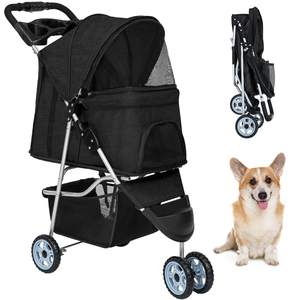 Poussette pliable pour animaux de compagnie personnalisée en TH-PPS-134 avec fenêtres en maille de rangement supplémentaires Auvent réglable pour le voyage - Product Image 1