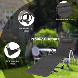 Chaise longue pliante de plage à 7 positions réglables, chaise longue inclinable, chaise longue de soleil - Product Image 4