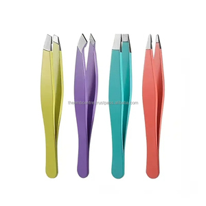 Pinzas Profesionales Negras de Acero Inoxidable para Cejas, Punta Plana Inclinada, Depilación, 1 Unidad - Product Image 3