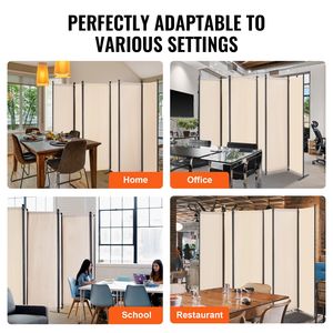 Paravento Pieghevole a 6 Pannelli dal Design Semplice, Divisorio Portatile Autoportante per Privacy e Separazione degli Spazi - Product Image 6