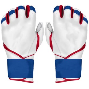 Split Finger Baseball Gloves White Red <b>Blue</b> Synthetic Hook And Loop Closure Adult Right Handed All Seasons - Product Image 1
