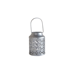 Modern White Steel Lantern With Geometric Cutouts Portable Home Decoration Handmade Candle Lanterns On Sale - Product Image 6
