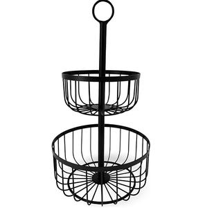 Panier de rangement double couche noir de qualité supérieure à prix abordable pour fruits et légumes, idéal pour les mariages et la cuisine - Product Image 1