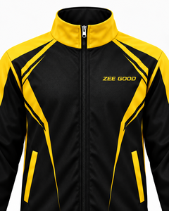 Custom <b>Windbreaker</b> Tracksuit Set Men's <b>Black</b> Yellow Sportswear Lightweight Stand Collar And Custom Logo - Product Image 5