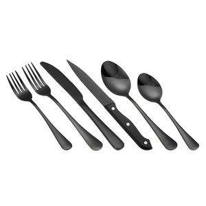 Set di posate da 48 pezzi in acciaio inossidabile nero con finitura a specchio per acquirenti commerciali - Hotel - Product Image 2
