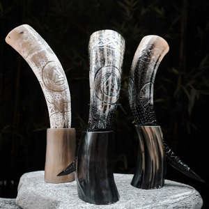 Cuerno Vikingo Auténtico para Beber, Ecológico, Tallado con Estilo Animal, Forma Natural, Material Orgánico, Artesanía Navideña, Venta al por Mayor en India - Product Image 5