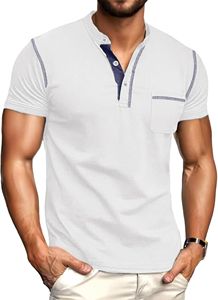 T-shirt à manches courtes de haute qualité, coupe ajustée, chemises décontractées, couleur unie, design à bordure contrastée - Product Image 3