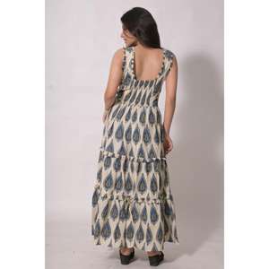 Vestido Maxi sin Mangas con Estampado de Bloques, 100% Algodón Ecológico, para Usar en Verano - Product Image 5