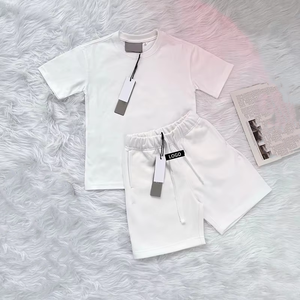 Ensembles de vêtements décontractés en coton biologique pour bébés garçons et filles, style sportif, t-shirt et short élastiques, tenues tendance - Product Image 3