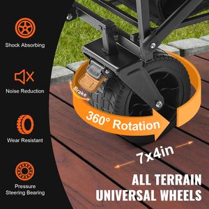 Carrello da Spiaggia Pieghevole da 3 Piedi Cubi con Ruote per Tutti i Terreni, Materiale in Gomma Resistente, Capacità di Carico 350 Libbre - Product Image 4