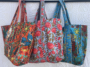 Indian Handmade Quilted Shopping Bag Large Travel Weekender <b>Women</b> Classic Tote Bag OEM Floral <b>Laptop</b> Bag Lady Shoulder <b>Handbag</b> - Product Image 1