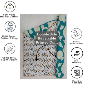 Premium Jaipur Hand Block Printed Baby Quilt Eco-Friendly Super Soft 100% Cotton Reversible Floral Design 200TC Travel & Nursery - Product Image 4