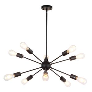 Per UL Listed Sputnik 10 luci nero moderno lampadario Vintage industriale lampadario plafoniera - Product Image 1