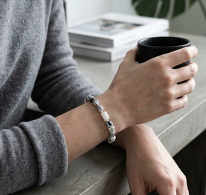 Natural Howlte <b>Bracelet</b> AAA Faceted Tumble Beads Handmade Gemstone <b>Bracelet</b> - Product Image 3