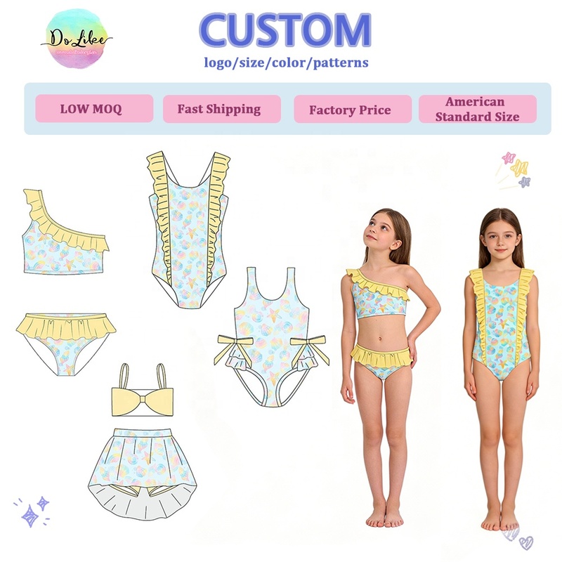 Seersucker UPF50 Girls Swimwear Bathing Suits