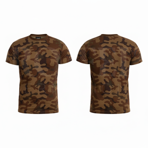 T-shirt à manches courtes imprimé camouflage, prix de gros, respirant, en coton, col rond, pour l'entraînement et les activités de plein air, OEM ODM - Product Image 3