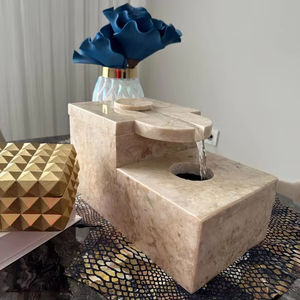 Fontaine d'eau électrique de table en marbre travertin pour la maison et le bureau, avec son cascade relaxant, pour le yoga, le soulagement du stress et la décoration - Product Image 1
