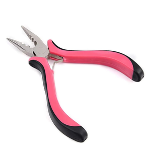 Hair <b>Extension</b> Pliers for Micro Rings <b>Beads</b> Hair <b>Extension</b> Tools Pliers Stainless Steel Pink Handle Hair Styling Salon Use - Product Image 1