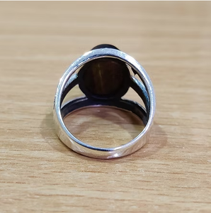 Boho <b>Tiger</b> <b>Eye</b> Men's Statement <b>Ring</b> (5.3 Grams) Natural Gemstone 925 Sterling Silver Jewelry for Everyday Wear - Product Image 4