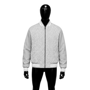 Blouson universitaire argenté pour homme, haut de gamme, zippé, décontracté, col rabattu, coupe droite, pour l'automne, style moderne urbain - Product Image 1
