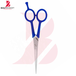 Ciseaux de barbier en gros, couleur bleu uni, manche en plastique, ciseaux à cheveux en acier inoxydable, outil professionnel de salon - Product Image 3