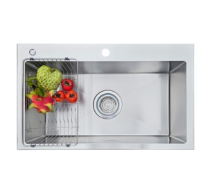 Évier de cuisine simple en acier inoxydable 304, large et gaufré, fait main, en vente directe d'usine du Vietnam à prix avantageux - Product Image 1