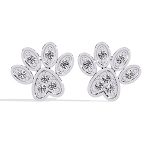 Superbes boucles d'oreilles clous rondes en or massif 14 carats, bijoux de mode pour femmes avec diamants de laboratoire et pierres latérales rondes - Product Image 4
