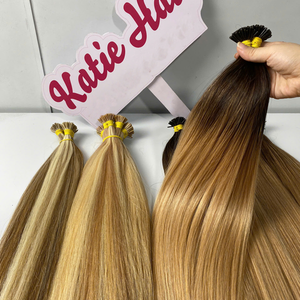 Extensions de cheveux brunes cendrées à double trame, résistantes à la chute, à pointe plate I-Tip, 22 pouces, 24 pouces, 100% vierges, cuticules alignées, vente en gros d'usine - Product Image 1