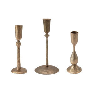 Candelabros de aluminio fundido en oro antiguo de estilo vintage, perfectos para decoración del hogar, centro de mesa para bodas. - Product Image 6