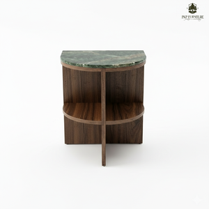 Modern Bedroom Living Room End Side Table Shelf Eco-Friendly Rubberwood MDF Veneer Marble Top <b>Inflatable</b> Comfortable 1-Year - Product Image 1
