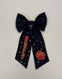 Hot Selling Game Day Navy Satin Hair Bow Clip with Rhinestones <b>Sports</b> Cheer Hair Accessory for Girls & Women School Spirit Wear - Product Image 3