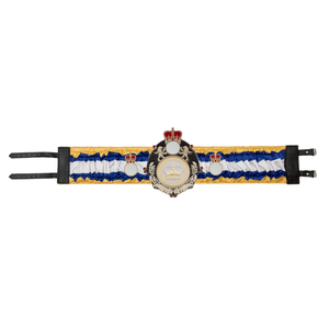 Ceinture de championnat royale avec design couronne, tissu bleu et or, ceinture de titre haut de gamme pour événements - Product Image 1