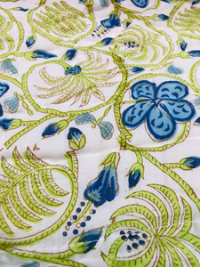 Modern Fluffy Printed <b>Quilt</b> with Blue Floral Green Vine Pattern on White Background Reversible for Home & Hotel Use All-Season - Product Image 5