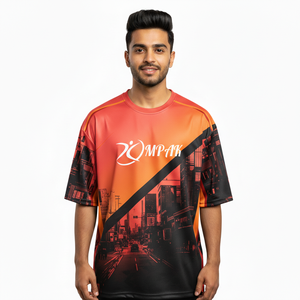 เสื้อยืดโอเวอร์ไซส์ผู้ชายสุดเทรนดี้ พิมพ์ลายแบบซับลิเมชั่น สไตล์ลำลองแนวสตรีท ทรงหลวม - Product Image 1