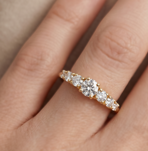 Wholesale Personalized Bridal Jewelry Round Lab Grown Diamond 14K 18K Solid Gold Engagement Band <b>Wedding</b> Band Prong Setting Ring - Product Image 5