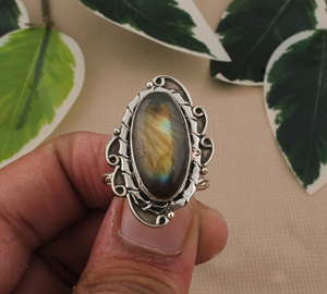 Natural Turquoise Classic Bezel <b>Set</b> 925 <b>Sterling</b> <b>Silver</b> Blue Flash Gemstone <b>Ring</b> for Women Handcrafted Fine Jewelry Wholesale - Product Image 3