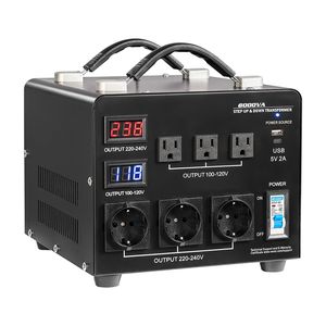 Convertitore Automatico Trasformatore di Potenza per Carichi Pesanti 6000VA da 110V a 220V/da 220V a 110V 3 Prese USA per Adattatori da Viaggio - Product Image 1